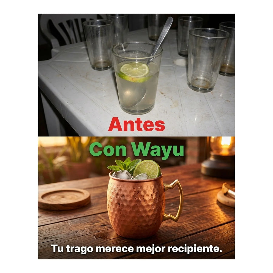 Mug Cobre Wayu Coctel Tragos Moscow Mule Bar Quincho Mojito Color Cobre + Grabado Personalizado