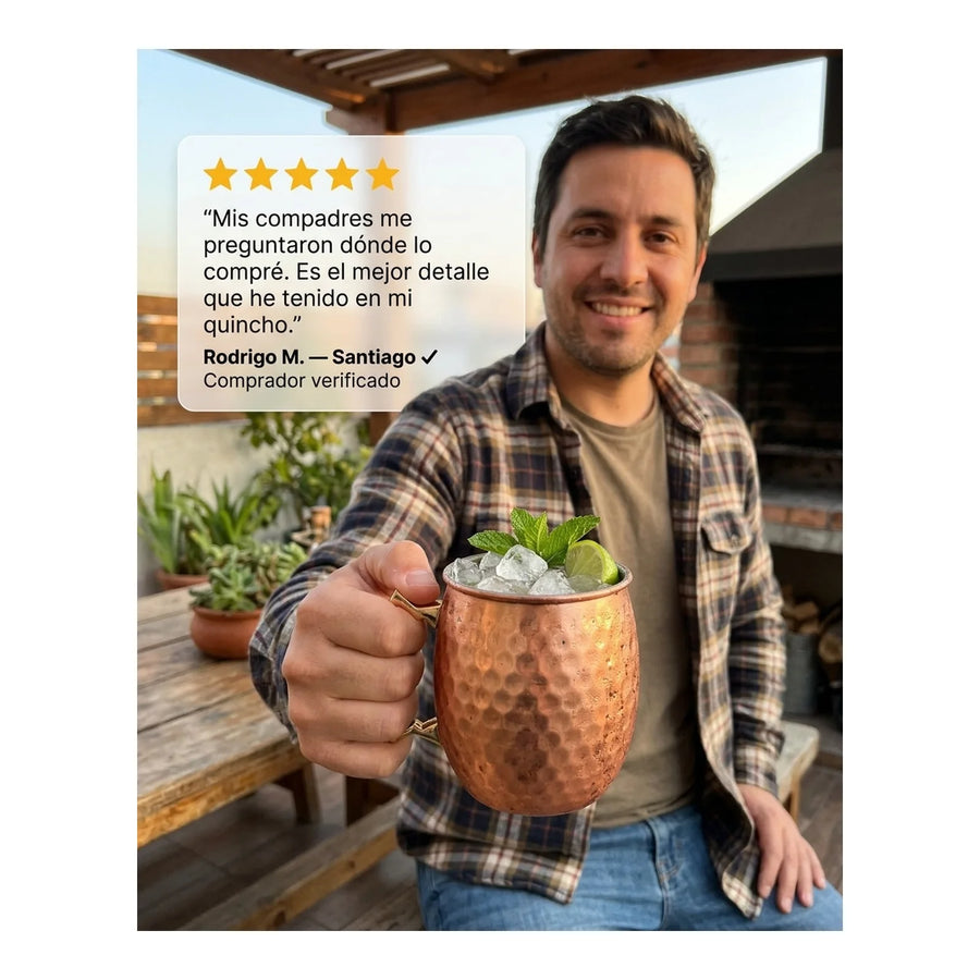 Mug Cobre Wayu Coctel Tragos Moscow Mule Bar Quincho Mojito Color Cobre + Grabado Personalizado