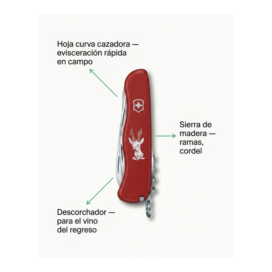 Navaja Cortapluma  Victorinox Hunter Roja 0.8573 Cazador + Grabado Personalizado