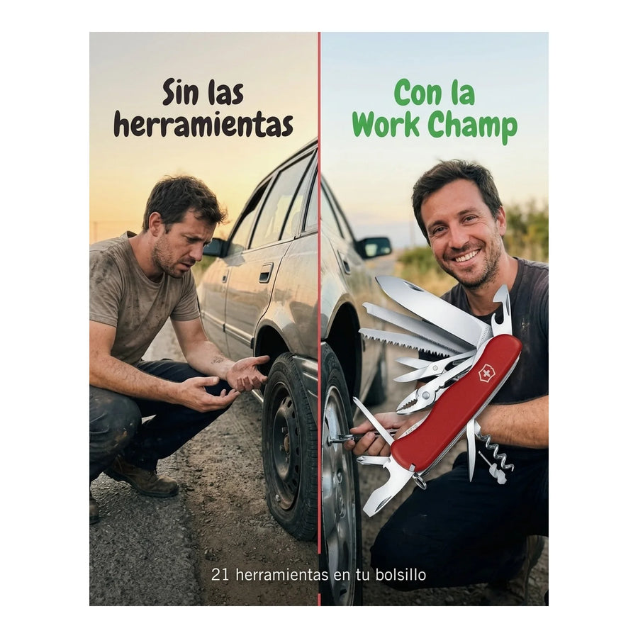 Navaja Cortapluma  Victorinox Work Champ Roja 0.8564 Premium + Grabado Personalizado