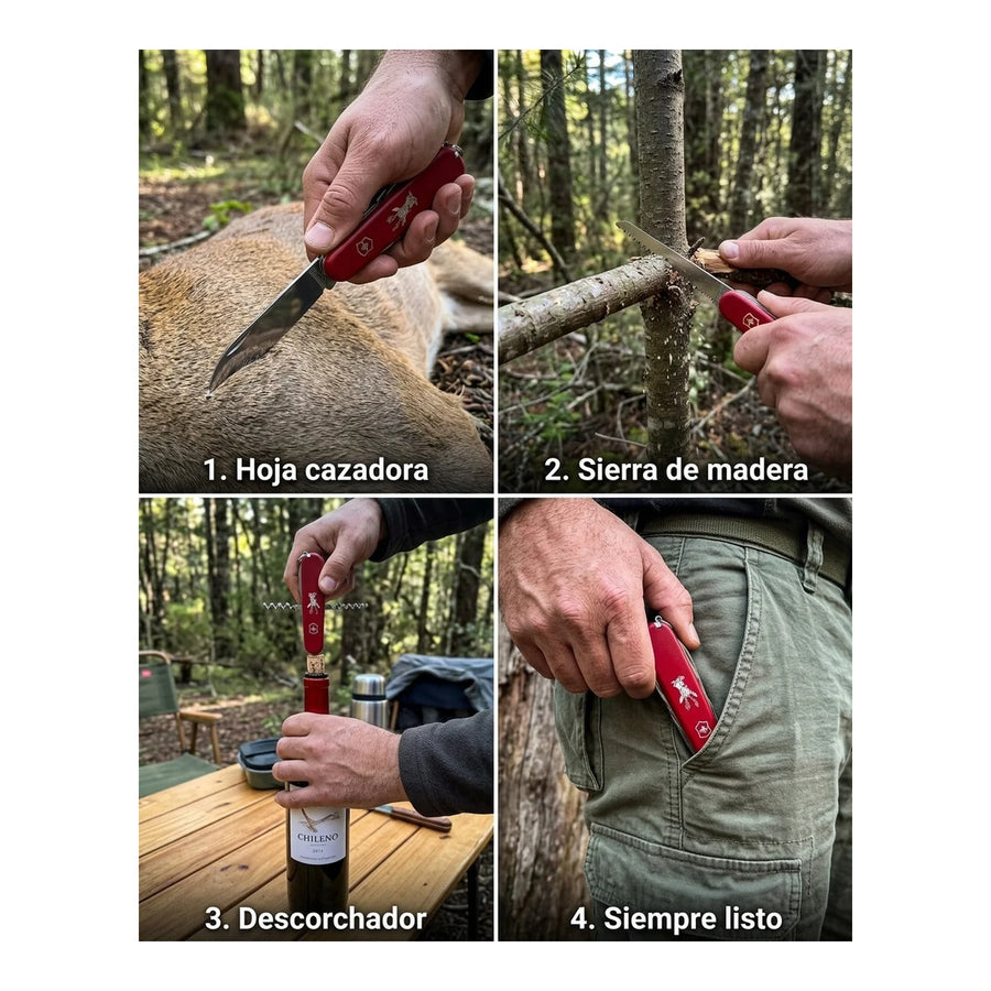 Navaja Cortapluma  Victorinox Hunter Roja 0.8573 Cazador + Grabado Personalizado