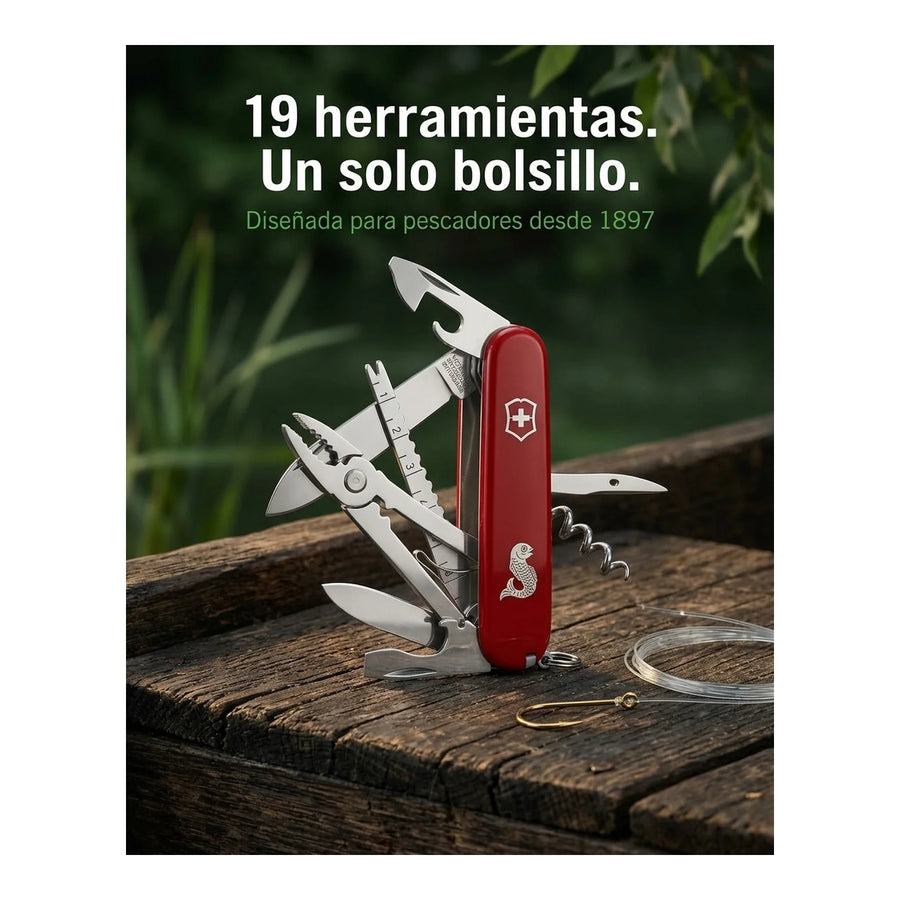 Navaja Cortapluma  Victorinox Angler Roja 1.3653.72 Pesca + Grabado Personalizado