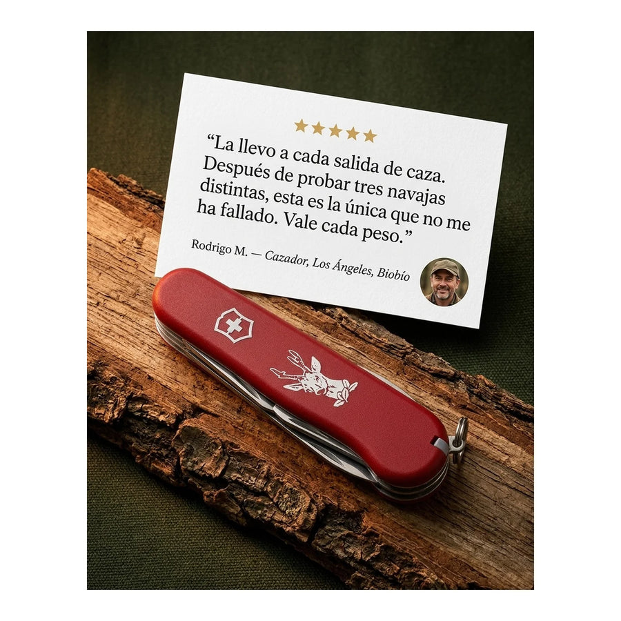 Navaja Cortapluma  Victorinox Hunter Roja 0.8573 Cazador + Grabado Personalizado