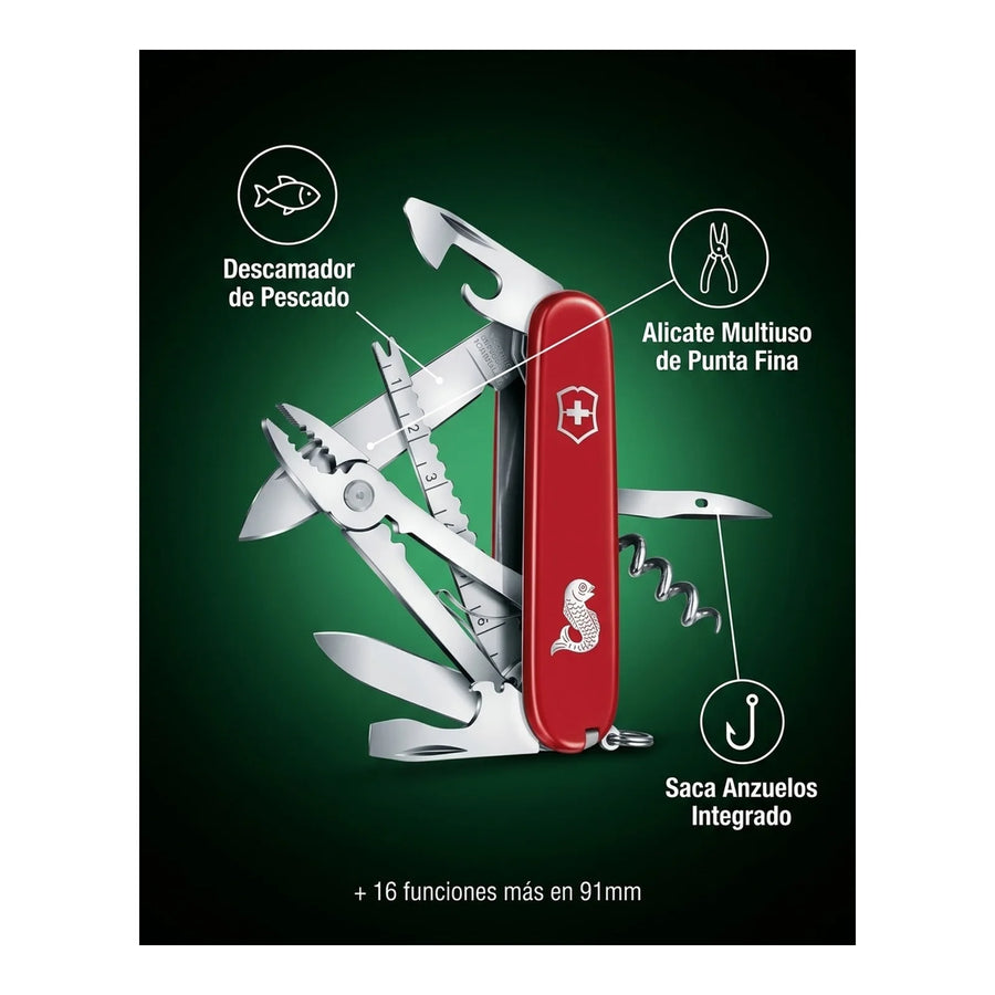 Navaja Cortapluma  Victorinox Angler Roja 1.3653.72 Pesca + Grabado Personalizado