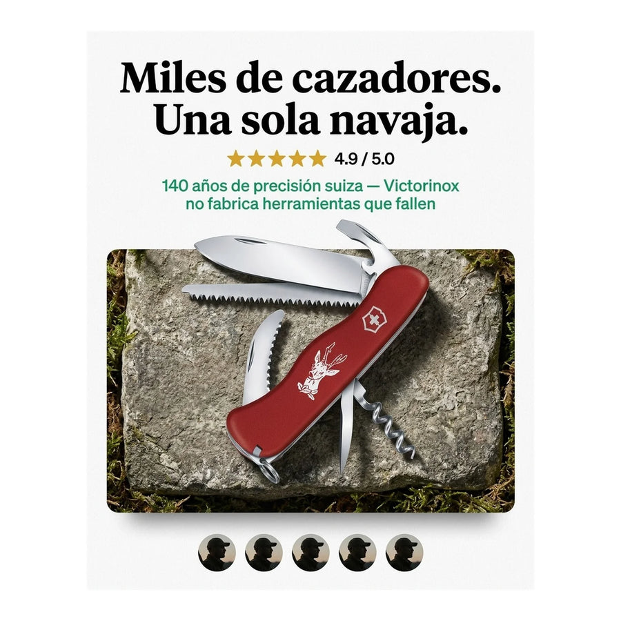 Navaja Cortapluma  Victorinox Hunter Roja 0.8573 Cazador + Grabado Personalizado