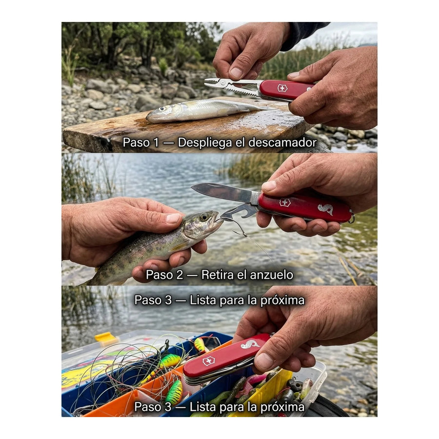Navaja Cortapluma  Victorinox Angler Roja 1.3653.72 Pesca + Grabado Personalizado