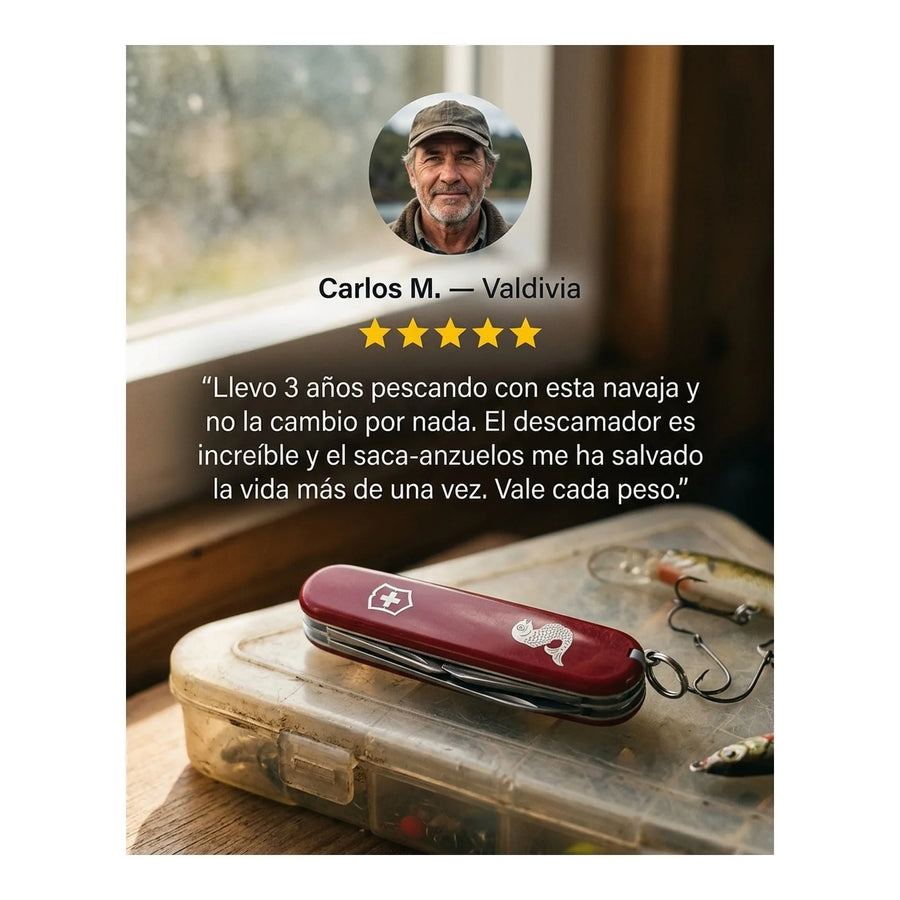Navaja Cortapluma  Victorinox Angler Roja 1.3653.72 Pesca + Grabado Personalizado