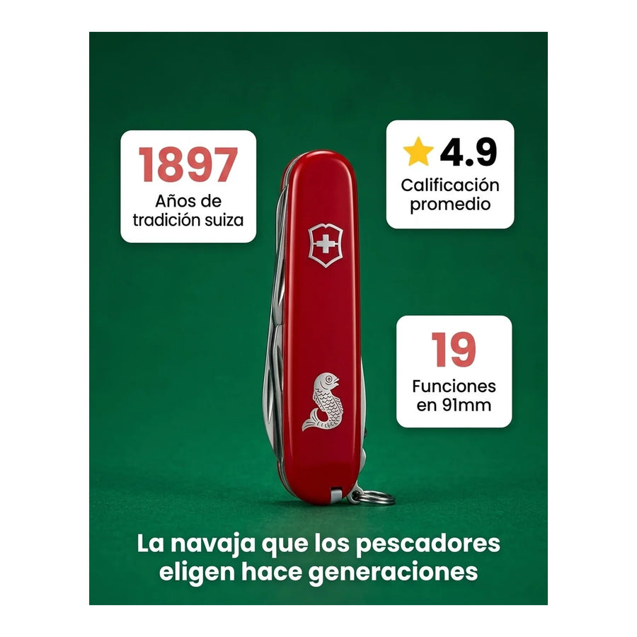 Navaja Cortapluma  Victorinox Angler Roja 1.3653.72 Pesca + Grabado Personalizado