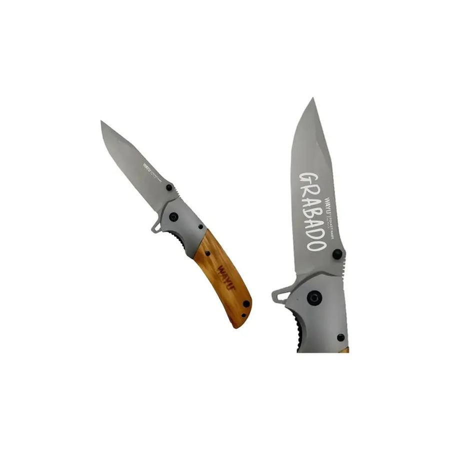 Navaja Wayu Cortapluma Pocket Knife 22 Cm Mango Madera + Grabado Personalizado