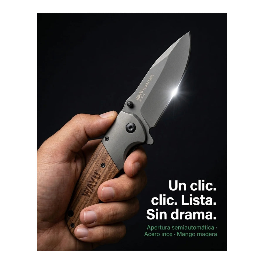 Navaja Wayu Cortapluma Pocket Knife 22 Cm Mango Madera + Grabado Personalizado