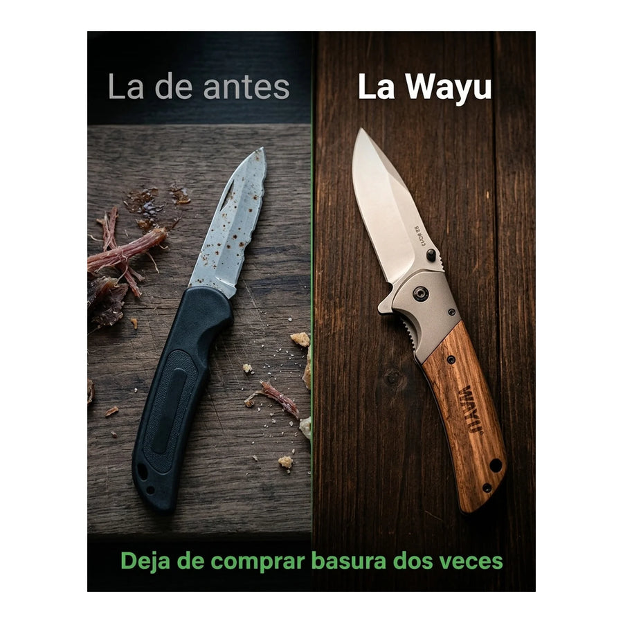Navaja Wayu Cortapluma Pocket Knife 22 Cm Mango Madera + Grabado Personalizado