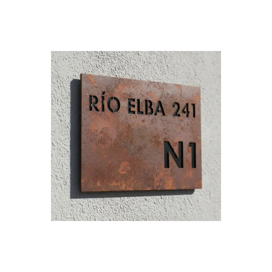 Número de Casa Cuadrado 30x30 Óxido