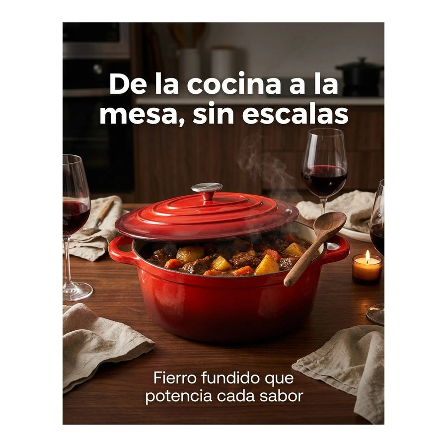 Olla Fierro Fundido Esmaltado 24cm Roja