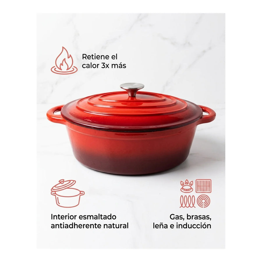 Olla Fierro Fundido Esmaltado 24cm Roja