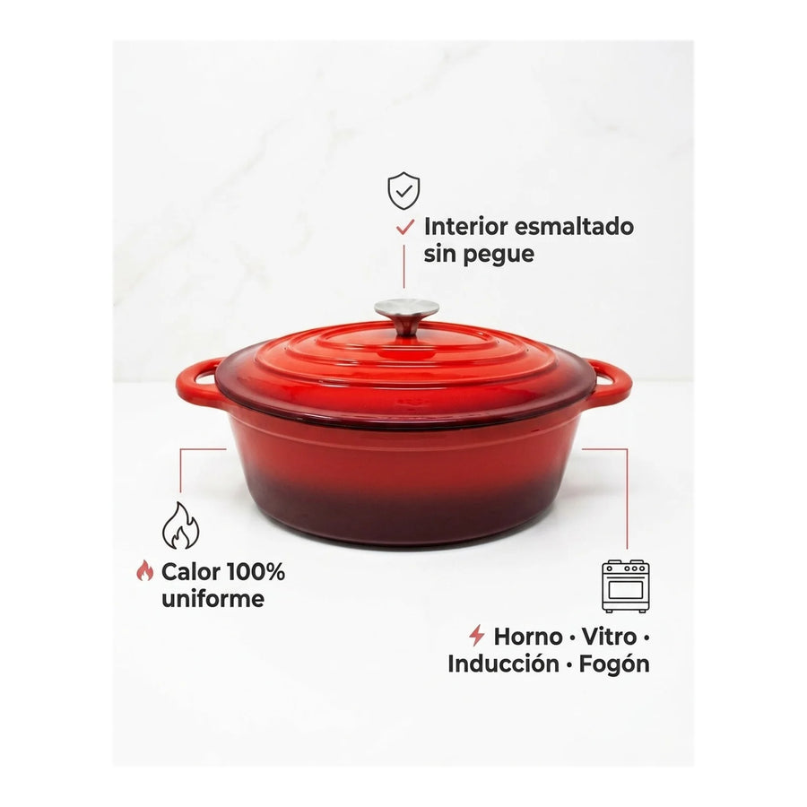 Olla Fierro Fundido Esmaltado 26cm Roja