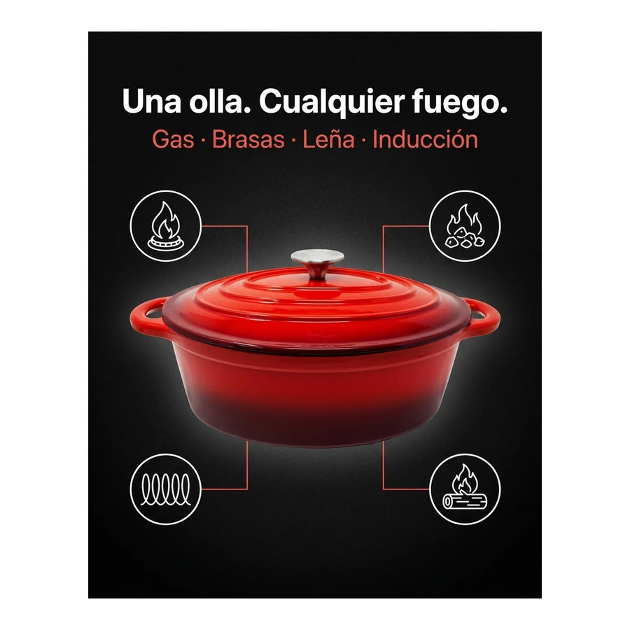 Olla Fierro Fundido Esmaltado 24cm Roja