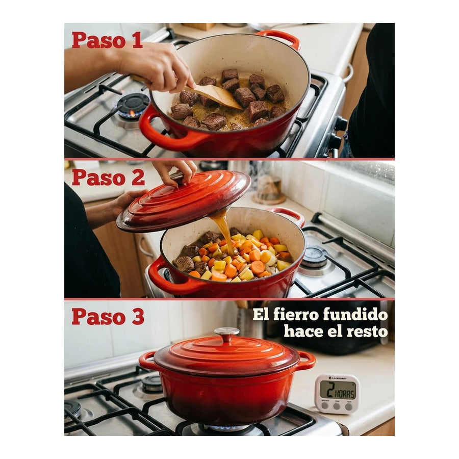 Olla Fierro Fundido Esmaltado 26cm Roja
