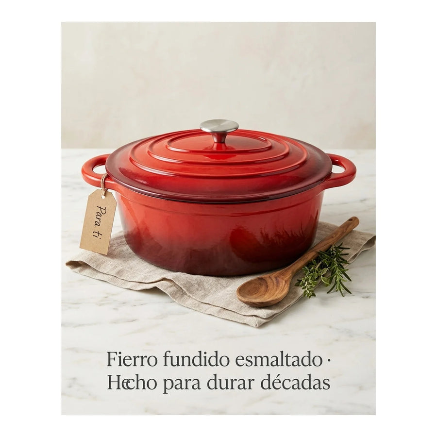 Olla Fierro Fundido Esmaltado 26cm Roja