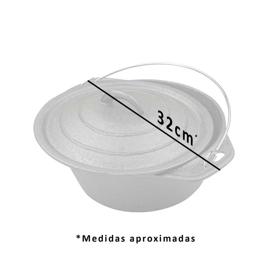 Olla Holandesa 25cm Hierro Fierro Con Alzador Premium