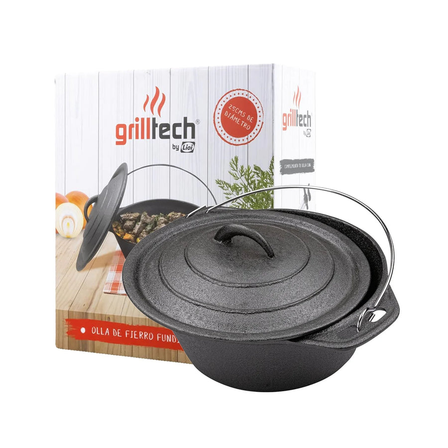 Olla Holandesa 25cm Hierro Fierro Con Alzador Premium