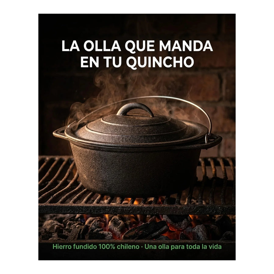 Olla Holandesa 25cm Hierro Fierro Con Alzador Premium