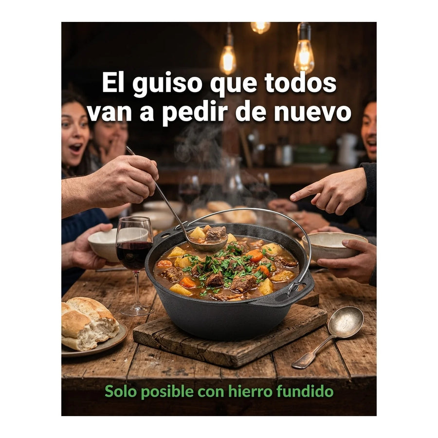 Olla Holandesa 25cm Hierro Fierro Con Alzador Premium
