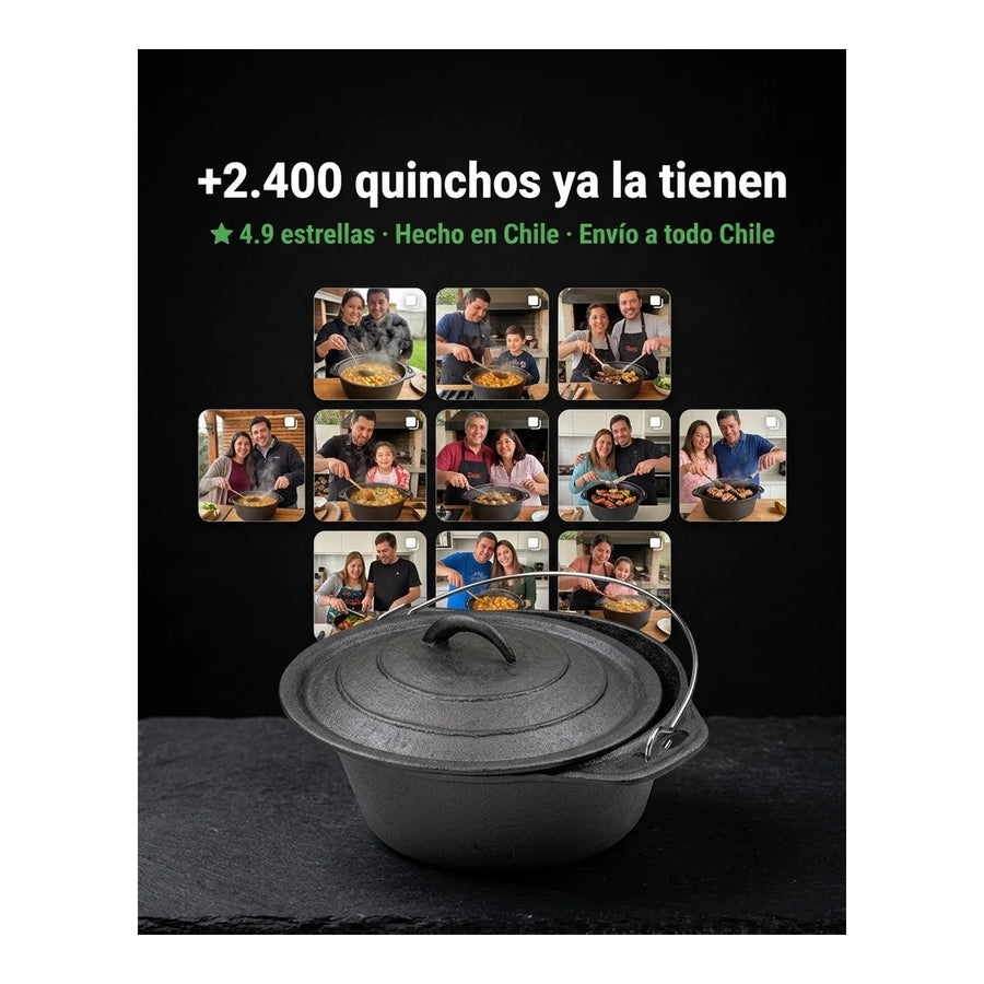 Olla Holandesa 25cm Hierro Fierro Con Alzador Premium