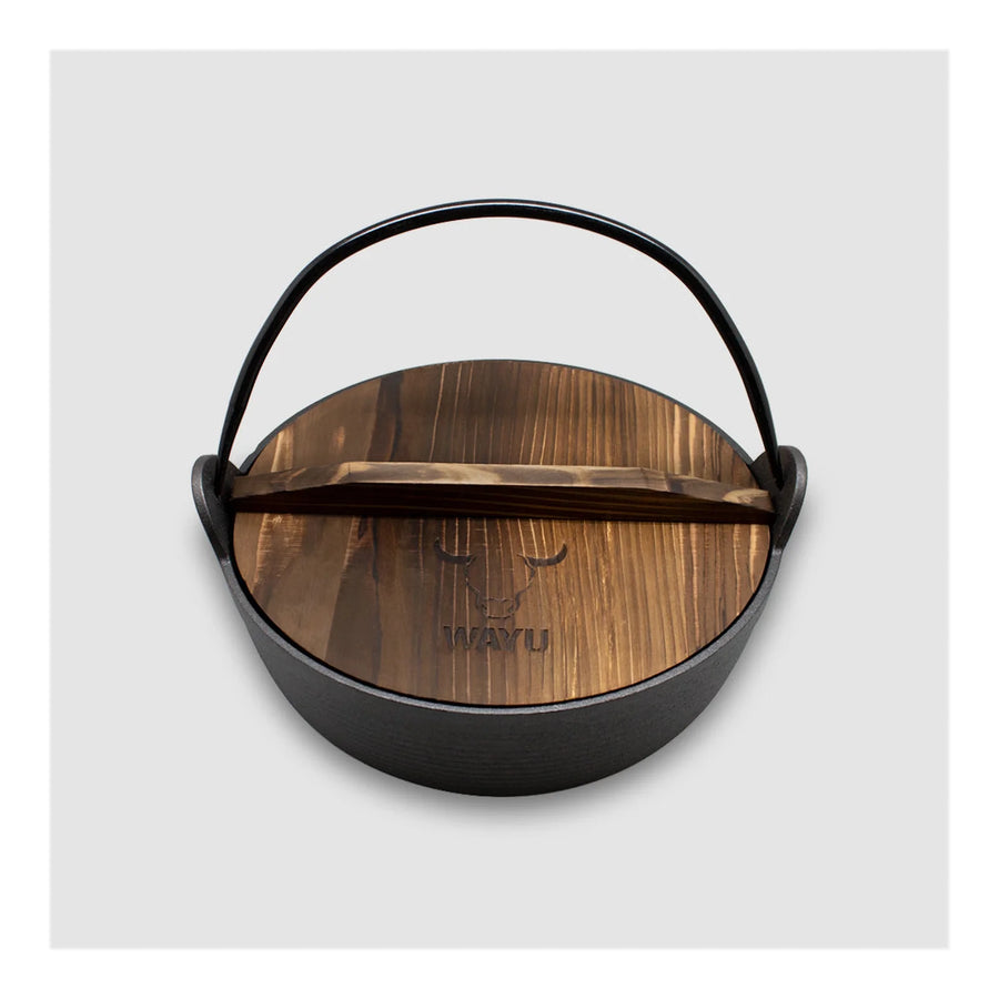 Olla Wayu Hierro Fundido Tapa De Madera 25cm  Asado Cocina