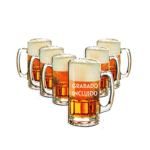 Pack 6 Vasos Shoperos Bavaria 564ml + Diseño + Grabado Personalizado