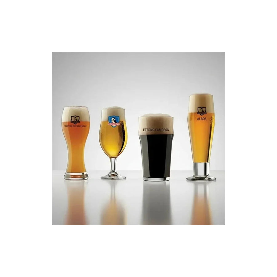 Pack De 4 Vasos Schoperos Colo Colo Beer Collection De Vidrio Para Cerveza Agua