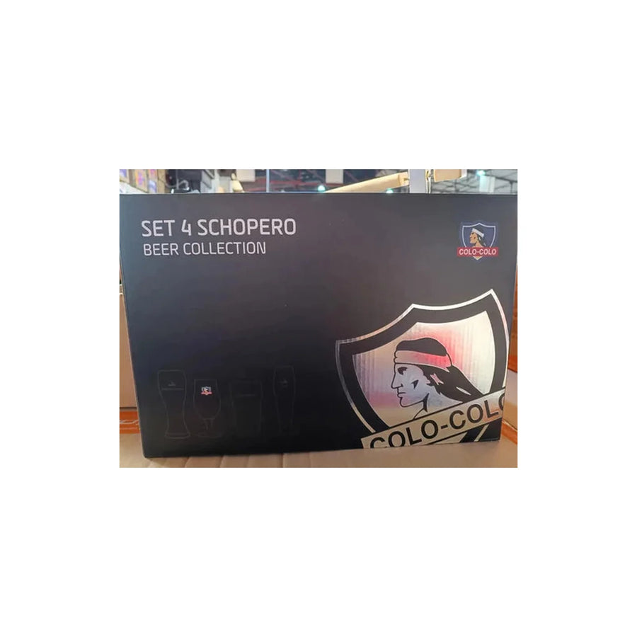 Pack De 4 Vasos Schoperos Colo Colo Beer Collection De Vidrio Para Cerveza Agua