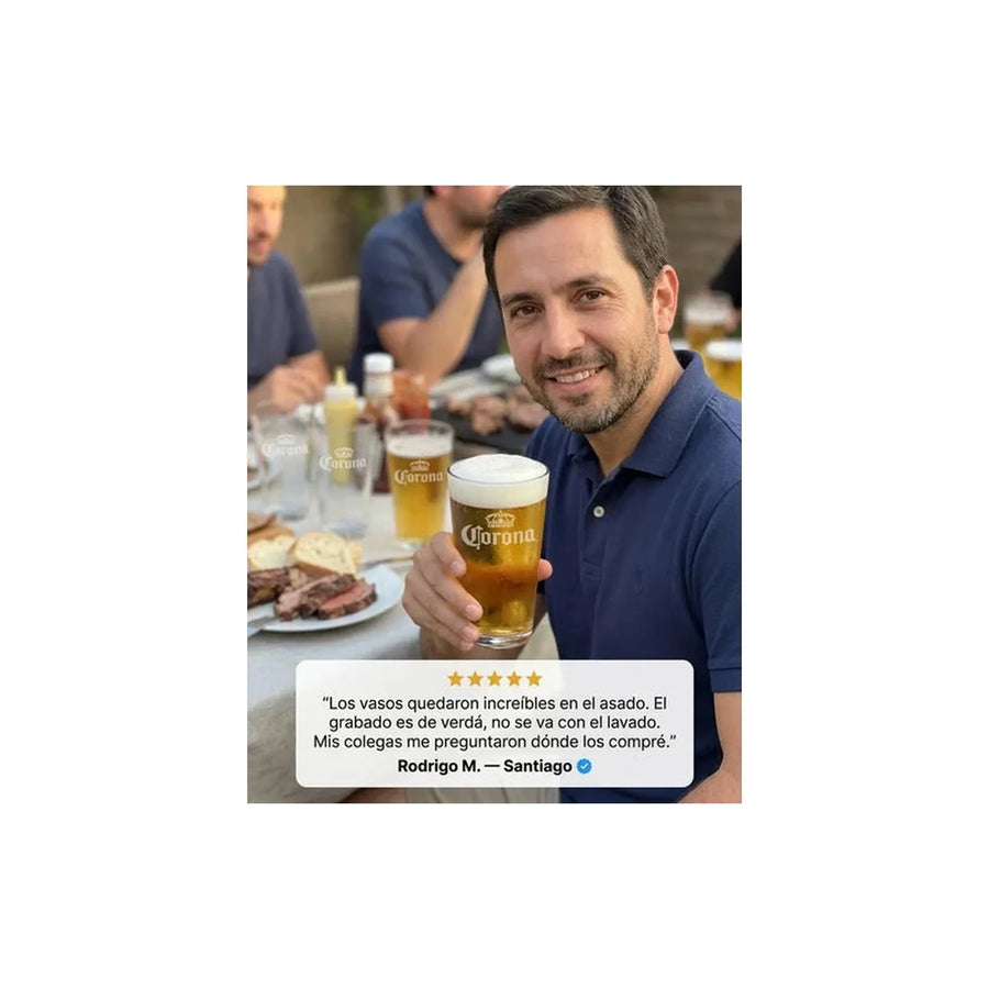 Pack X12 Vasos Grabado Corona Casale 490ml Azul Transparente