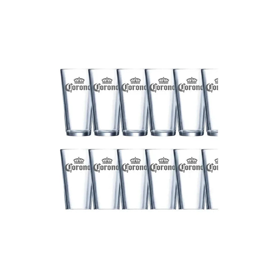 Pack X12 Vasos Grabado Corona Casale 490ml Azul Transparente