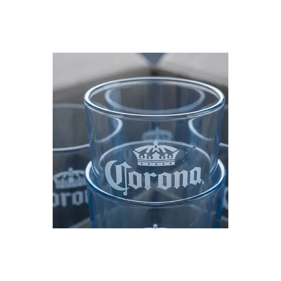Pack X12 Vasos Grabado Corona Casale 490ml Azul Transparente