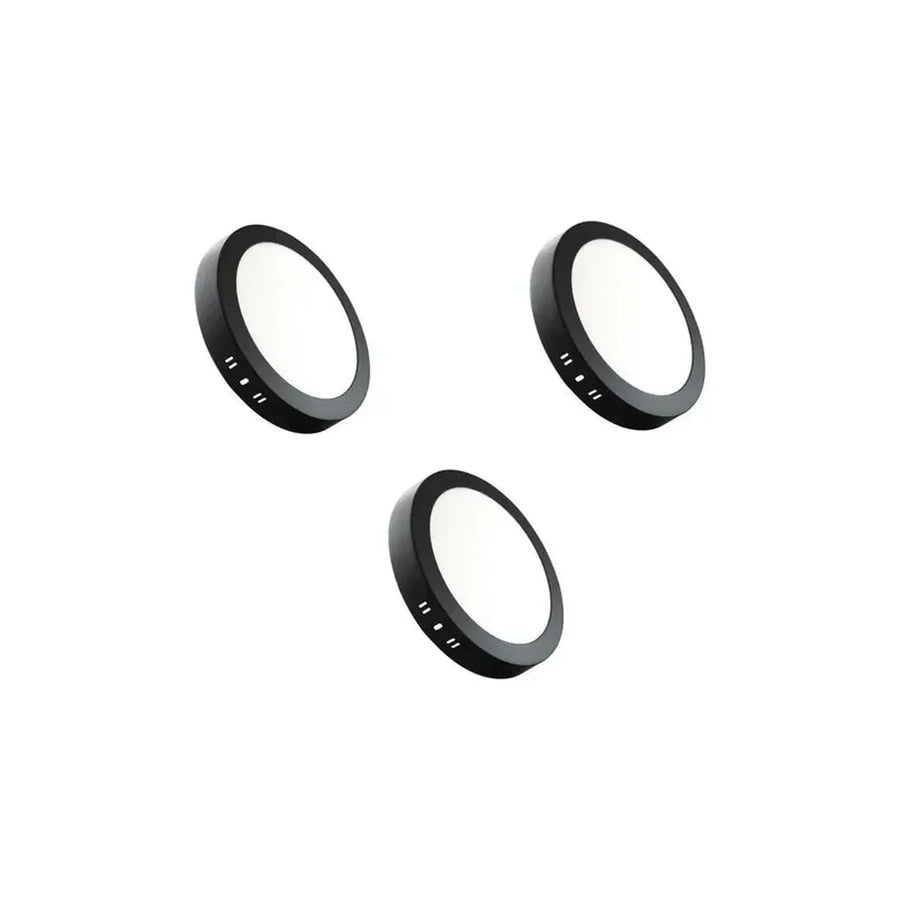 Pack x3 Plafones LED Sobrepuestos Redondos Negros