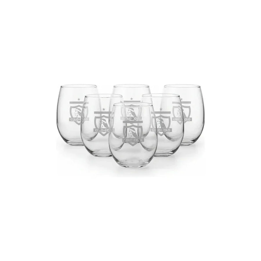Pack X6 Vaso Copa De Vino / Cerveza Colo Colo 470ml Blanco