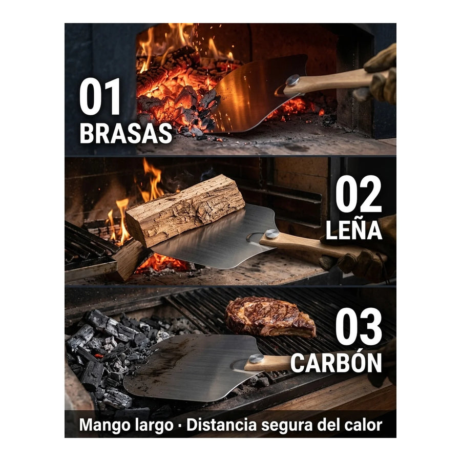 Pala Espátula Pizza Premium Acero Inoxidable Mango Madera