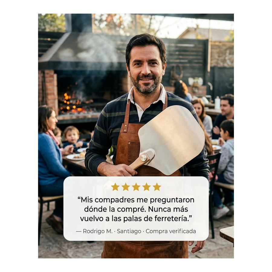 Pala Espátula Pizza Premium Acero Inoxidable Mango Madera