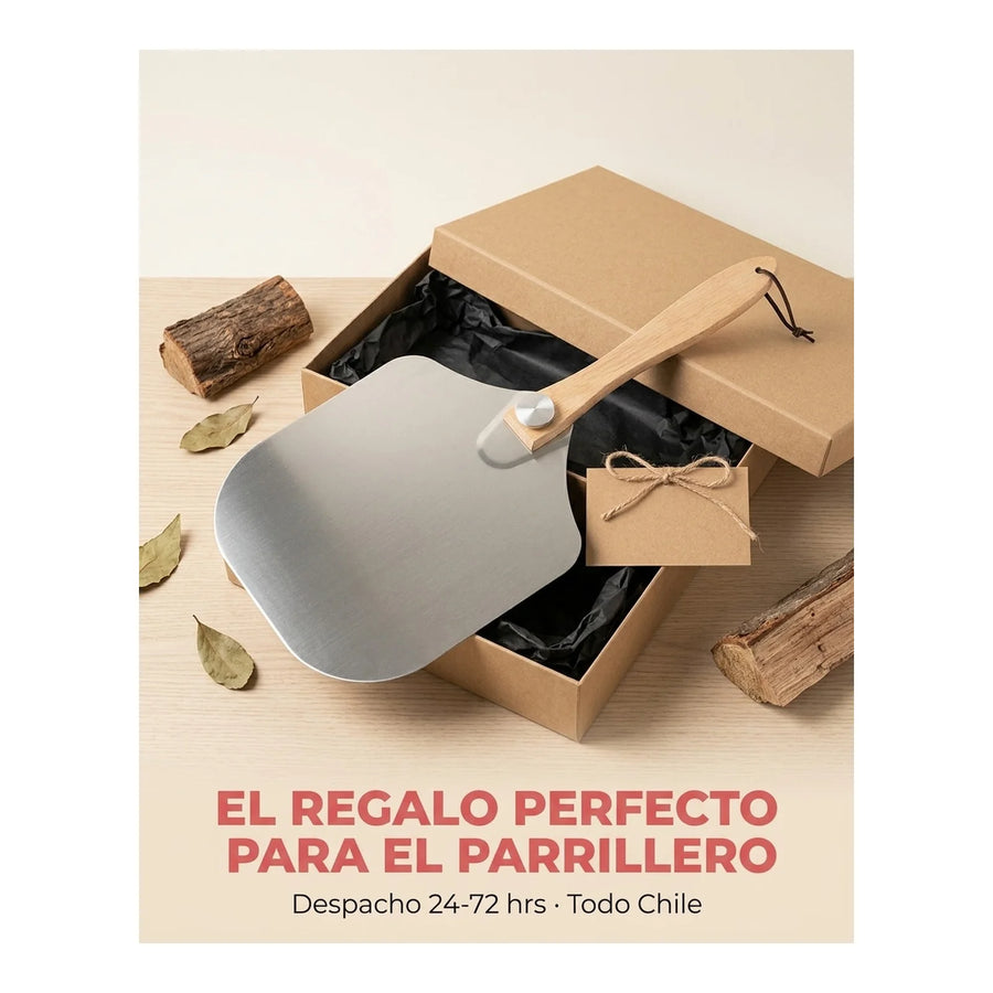 Pala Espátula Pizza Premium Acero Inoxidable Mango Madera
