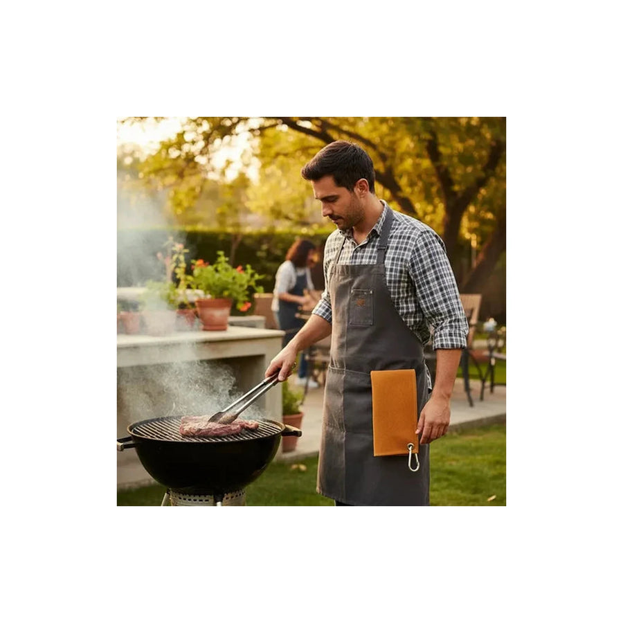 Paño Parrilla Premium 100% Cuero Parrilla Asado Quincho Bbq  Café