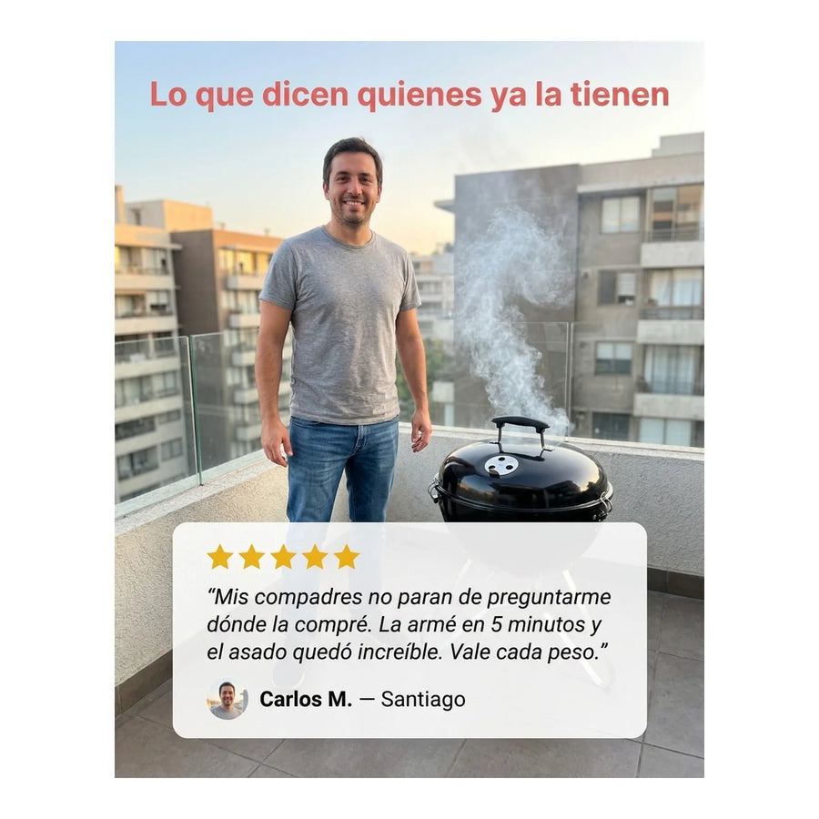 Parrilla Portatil Premium Con Tirajes Ahumador Dangrill