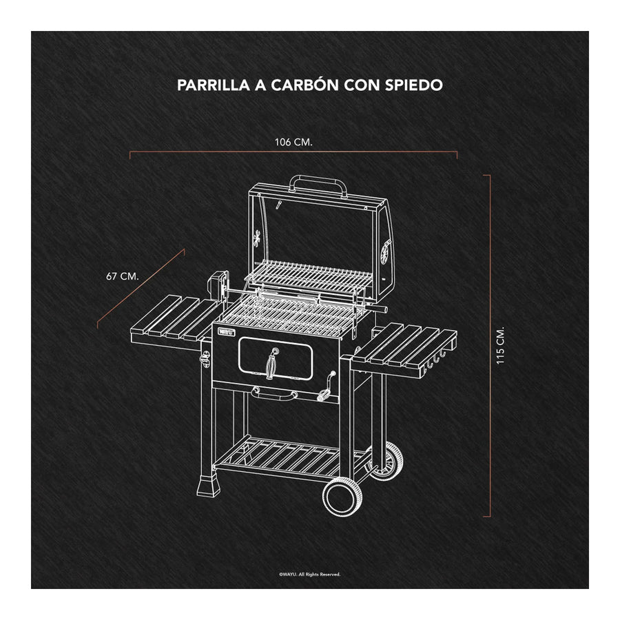 Parrilla a Carbón con Spiedo Wayu Color Negro