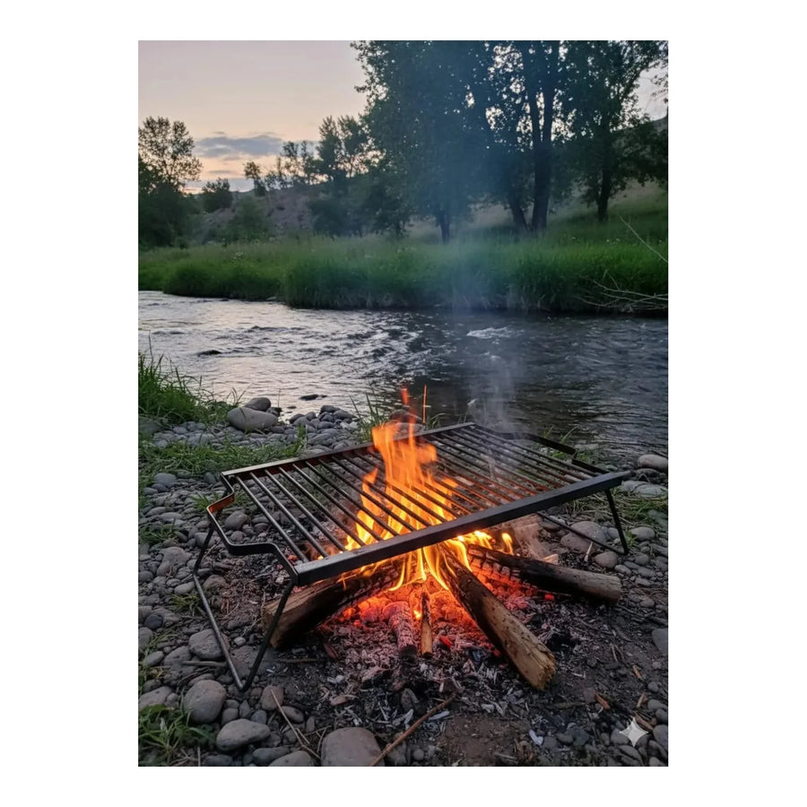 Parrilla A Carbón Leña Portátil Plegable 60x40 Camping Negro