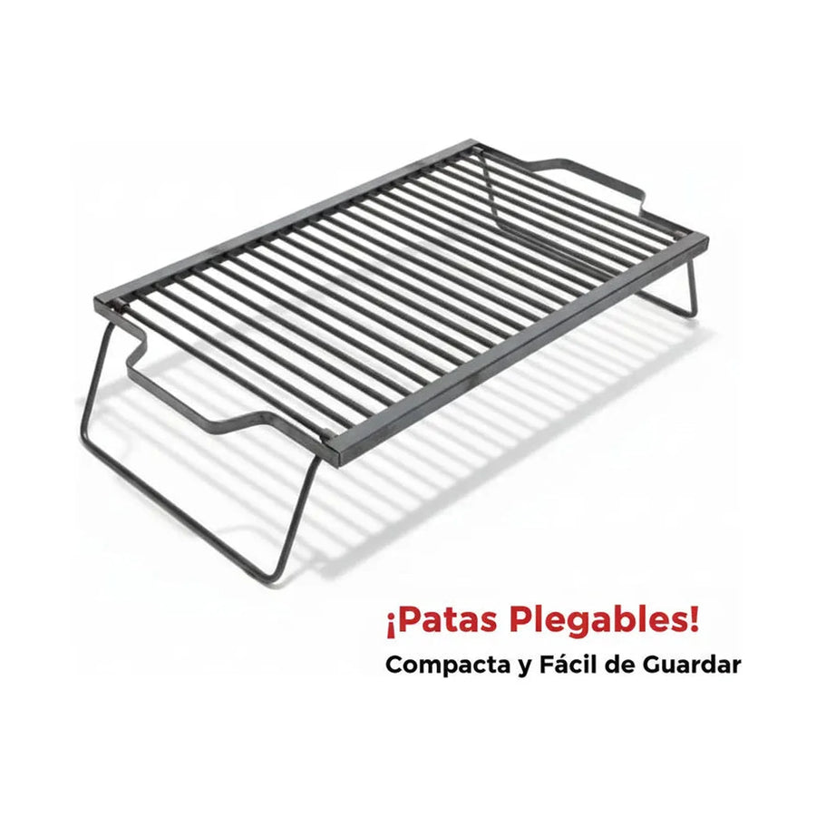 Parrilla A Carbón Leña Portátil Plegable 60x40 Camping Negro