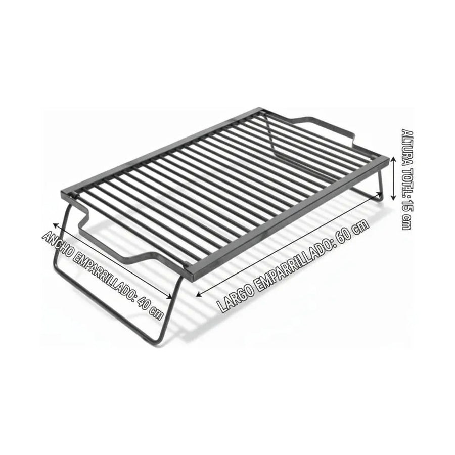 Parrilla A Carbón Leña Portátil Plegable 60x40 Camping Negro