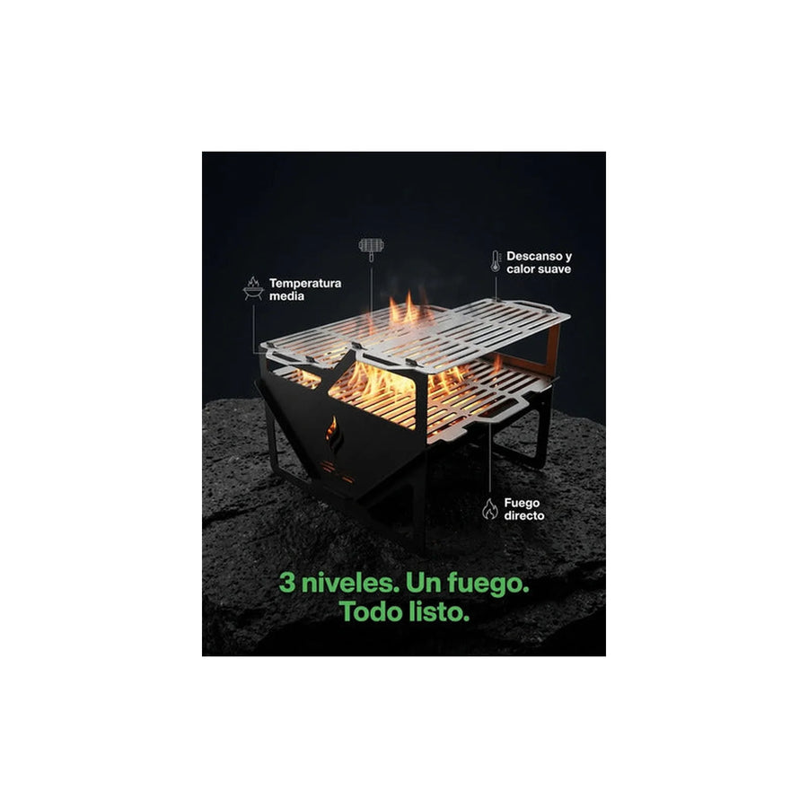 Parrilla de Camping Tres Niveles Acero al Carbón 3mm