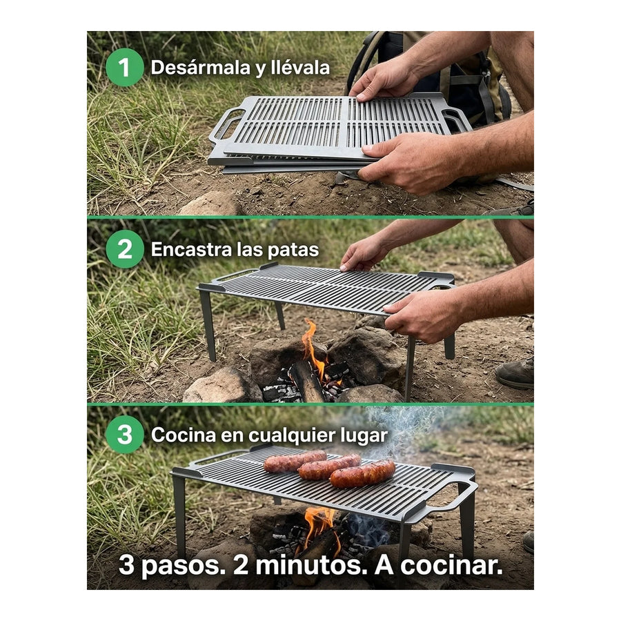 Parrilla Desarmable 45x25 3mm Camping Outdoor