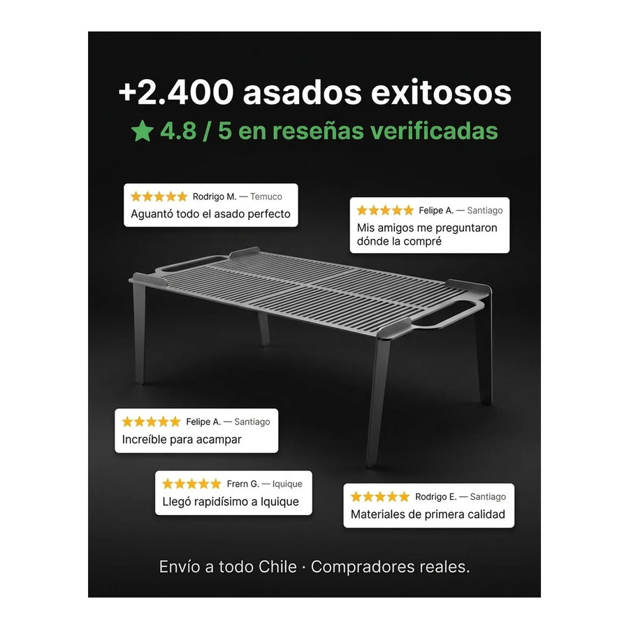 Parrilla Desarmable 45x25 3mm Camping Outdoor