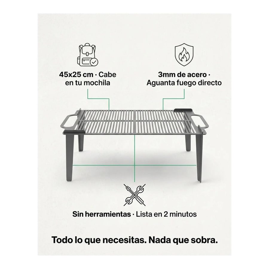Parrilla Desarmable 45x25 3mm Camping Outdoor