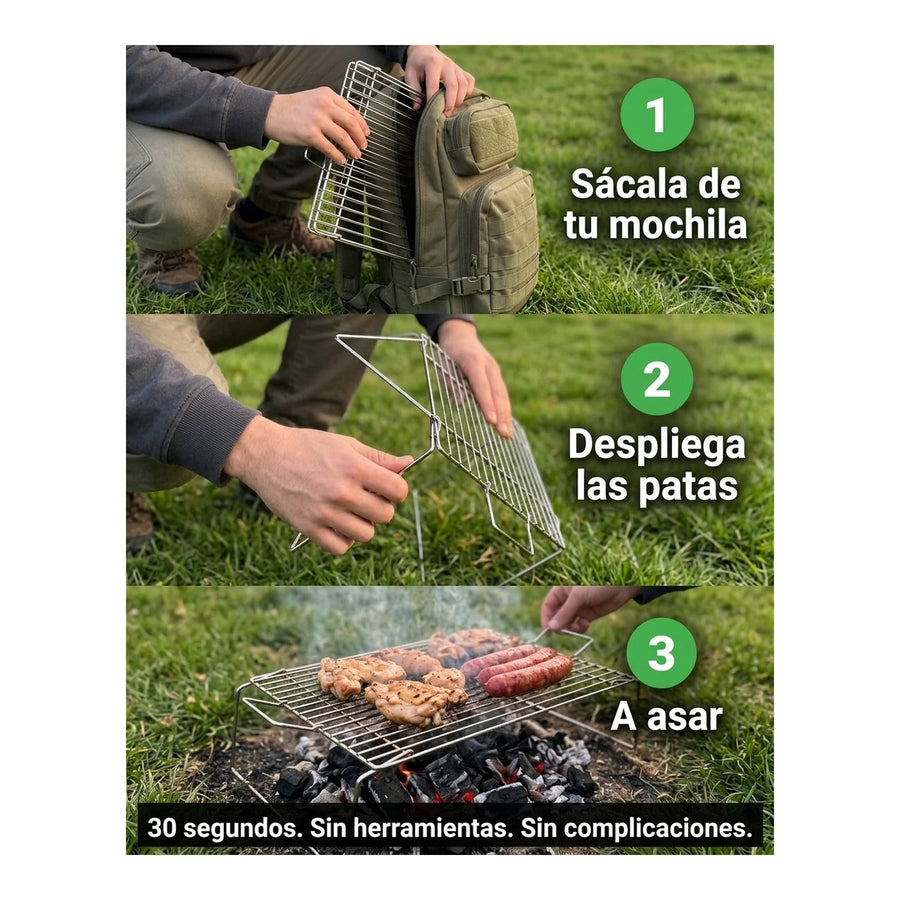 Parrilla Plegable Chica Camping Grilltech Asado Paseos